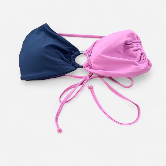 L*Space Freddie keyhole colorblock purple blue halter bikini top medium new - Picture 3 of 5